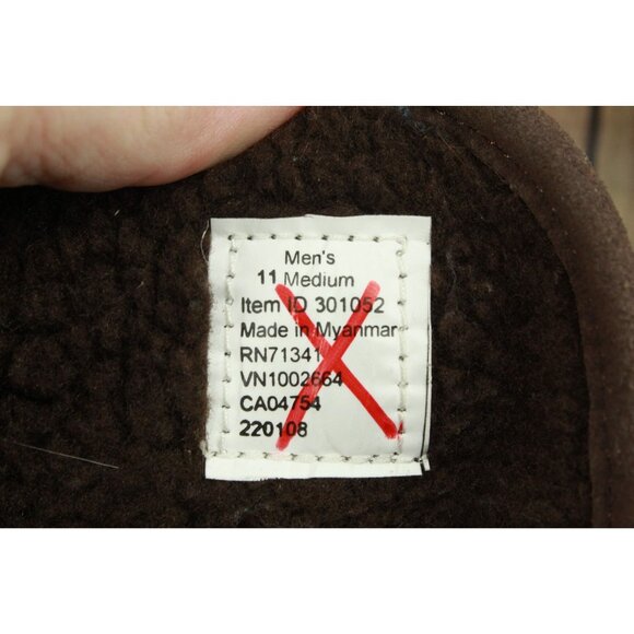 LL Bean Men's Brown Suede Cozy Fleece Lined Mountain Moccasins Slippers 11 M - Picture 8 of 9